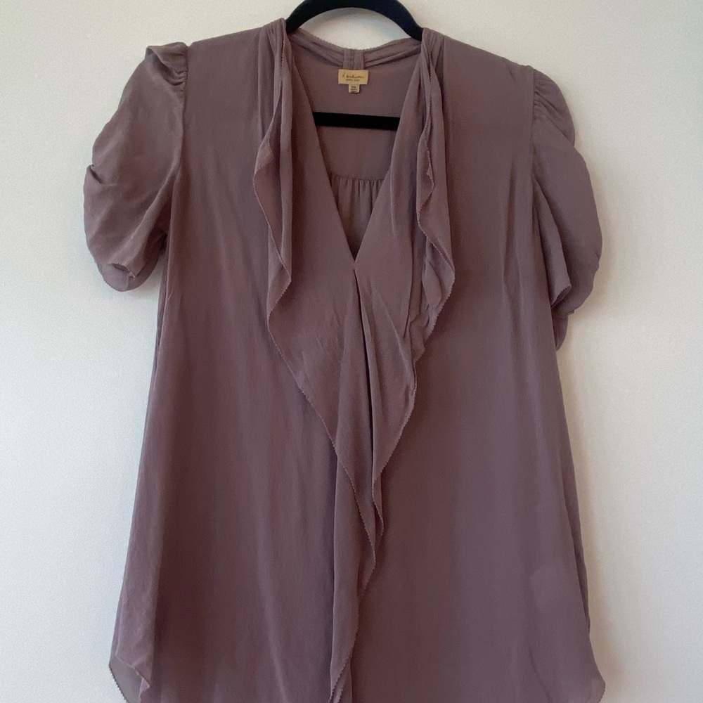 Babaton Mauve Ruffle Front Blouse